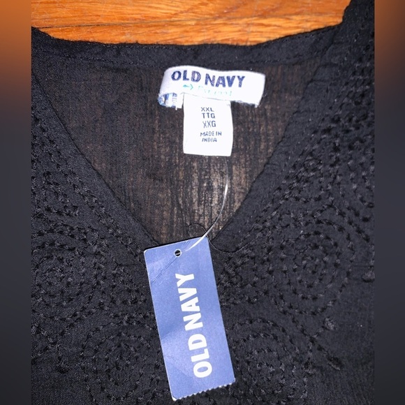 NWT Old Navy XXL cover up black tie waist embroidered beach resort wear swim - Picture 4 of 9